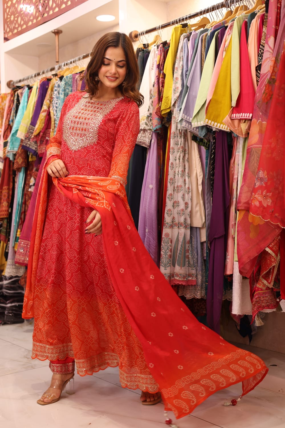 Printed Anarkali Suit Party Wear